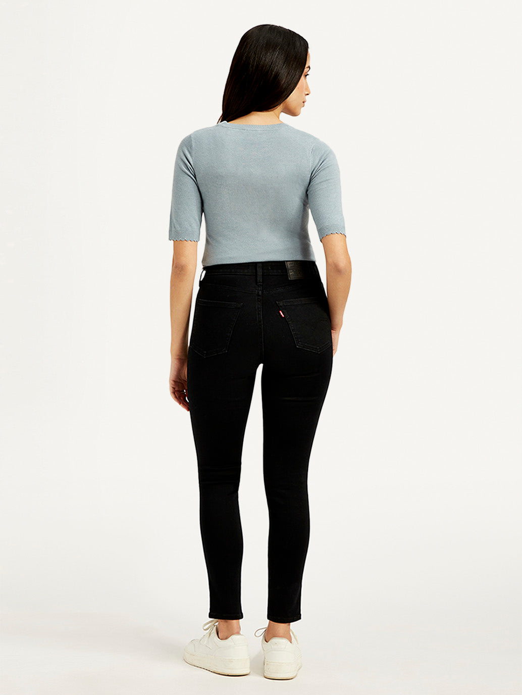 Women's 721 Black Skinny Fit High Rise Jeans - Back View