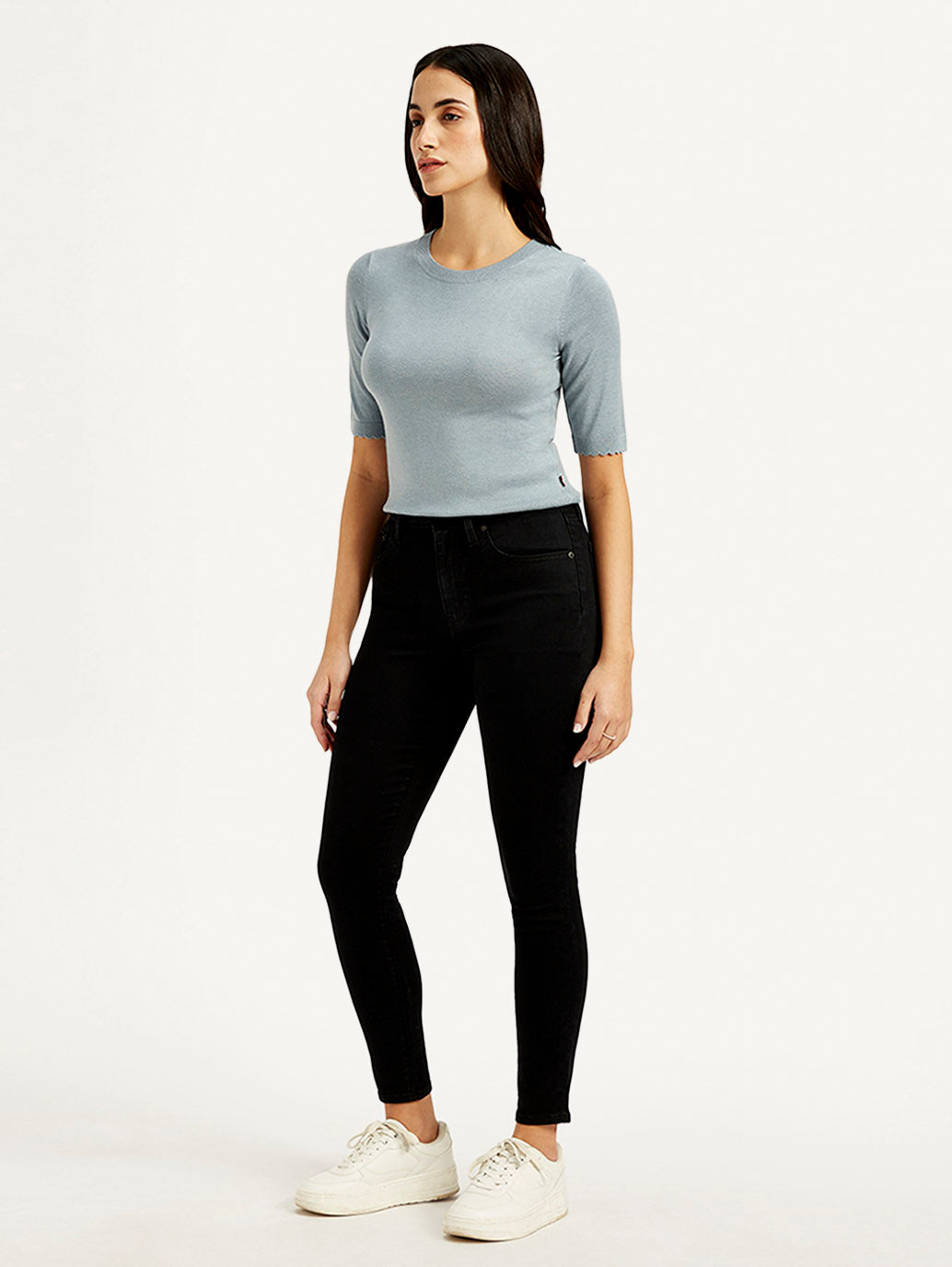 Women's 721 Black Skinny Fit High Rise Jeans - Side View