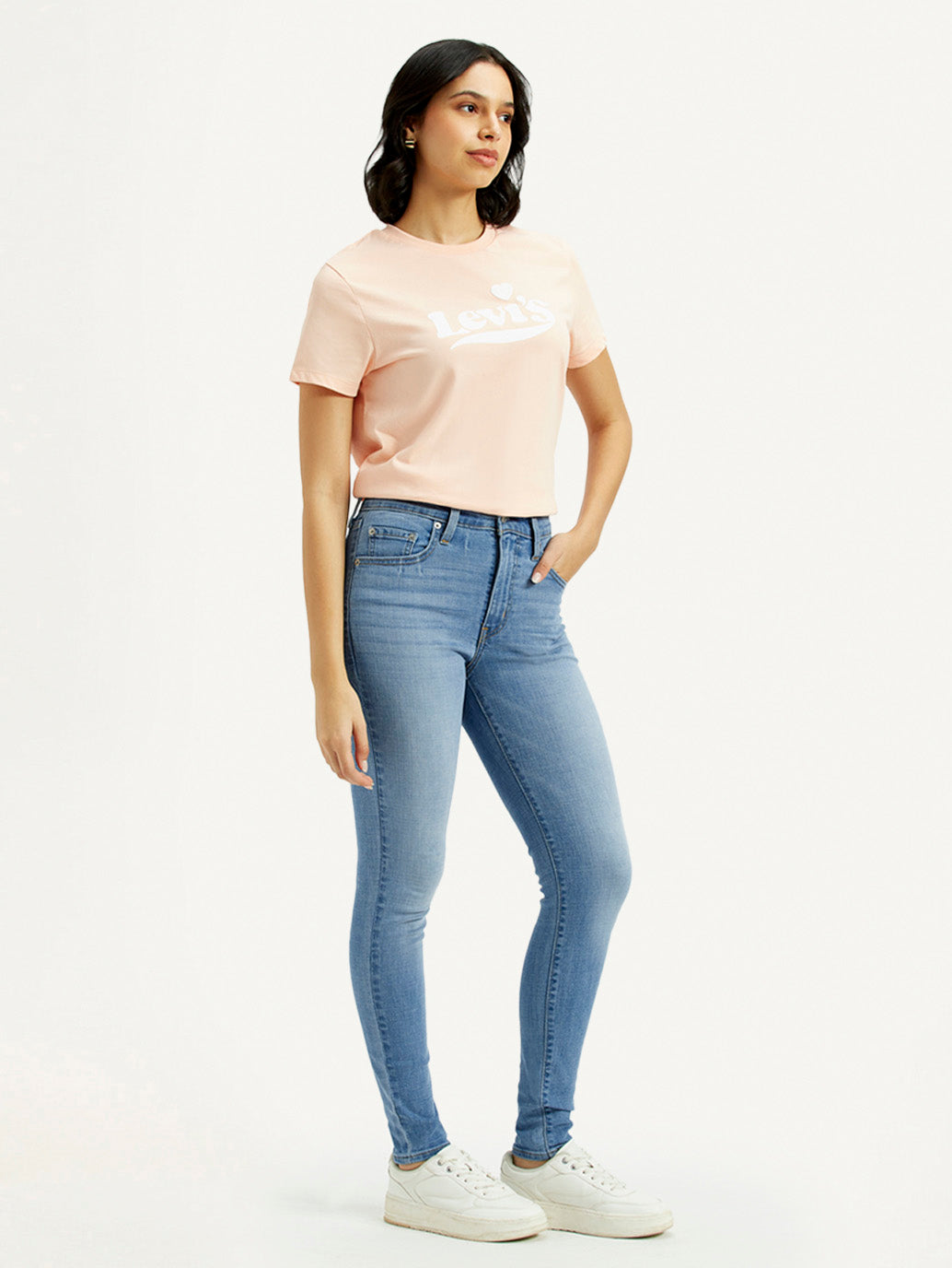 Women's 721 Light Indigo Skinny Fit High Rise Jeans - Side View