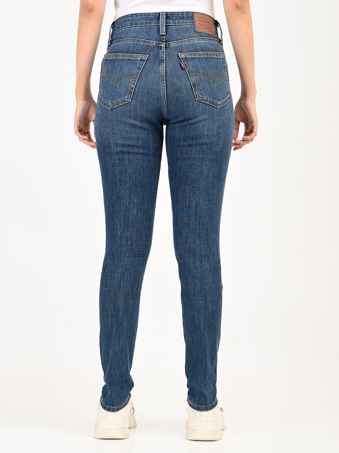Women's Blue Skinny Fit High Rise Jeans - back View