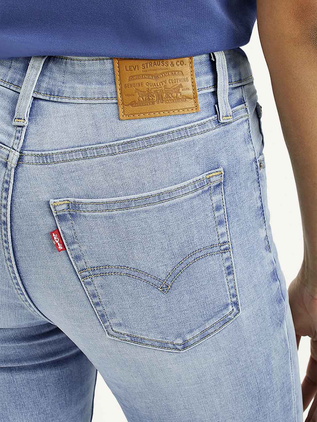 Women's 721 Light-Blue Skinny Fit High Rise Jeans - Detail View