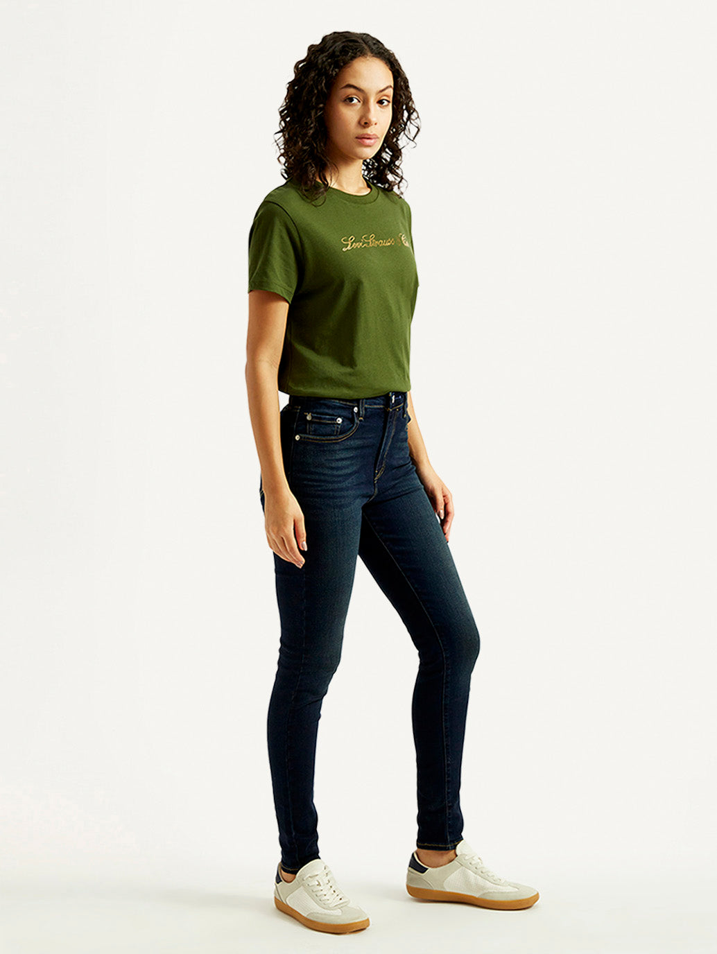 Women's 721 Dark Blue Skinny Fit High Rise Jeans - Side View