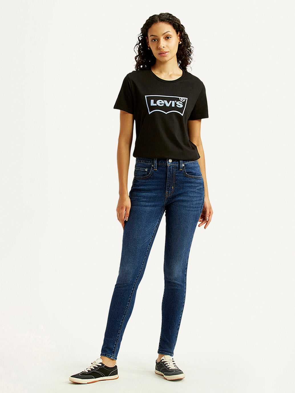Women's 721 Dark Indigo Skinny Fit Mid Rise Jeans - Front View