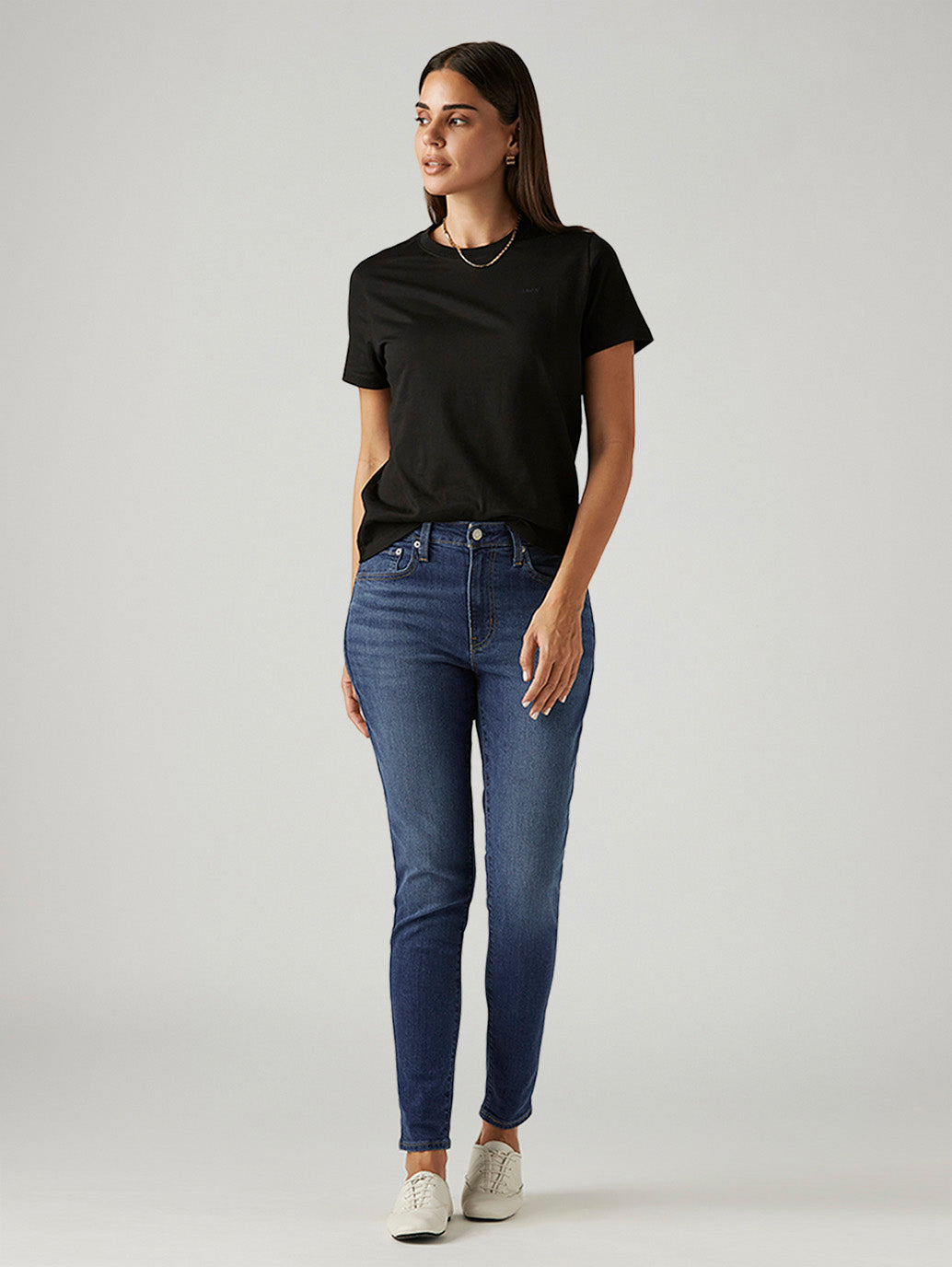 Women's 721 Blue Skinny Fit High Rise Jeans - Styleshot View