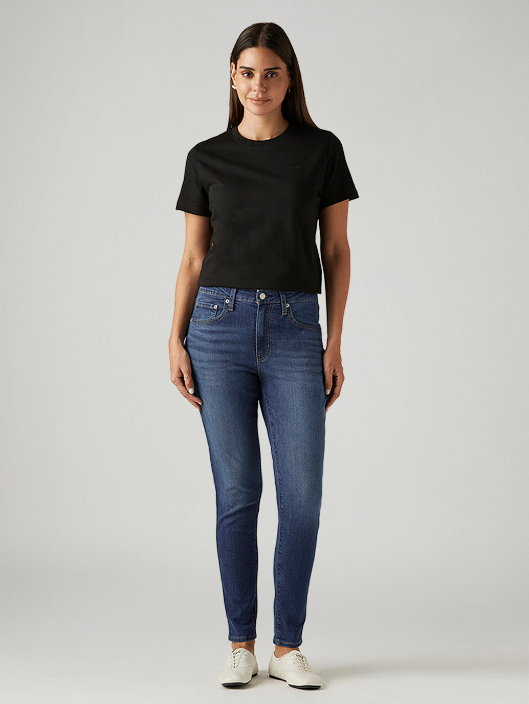 Women's 721 Blue Skinny Fit High Rise Jeans - Front View