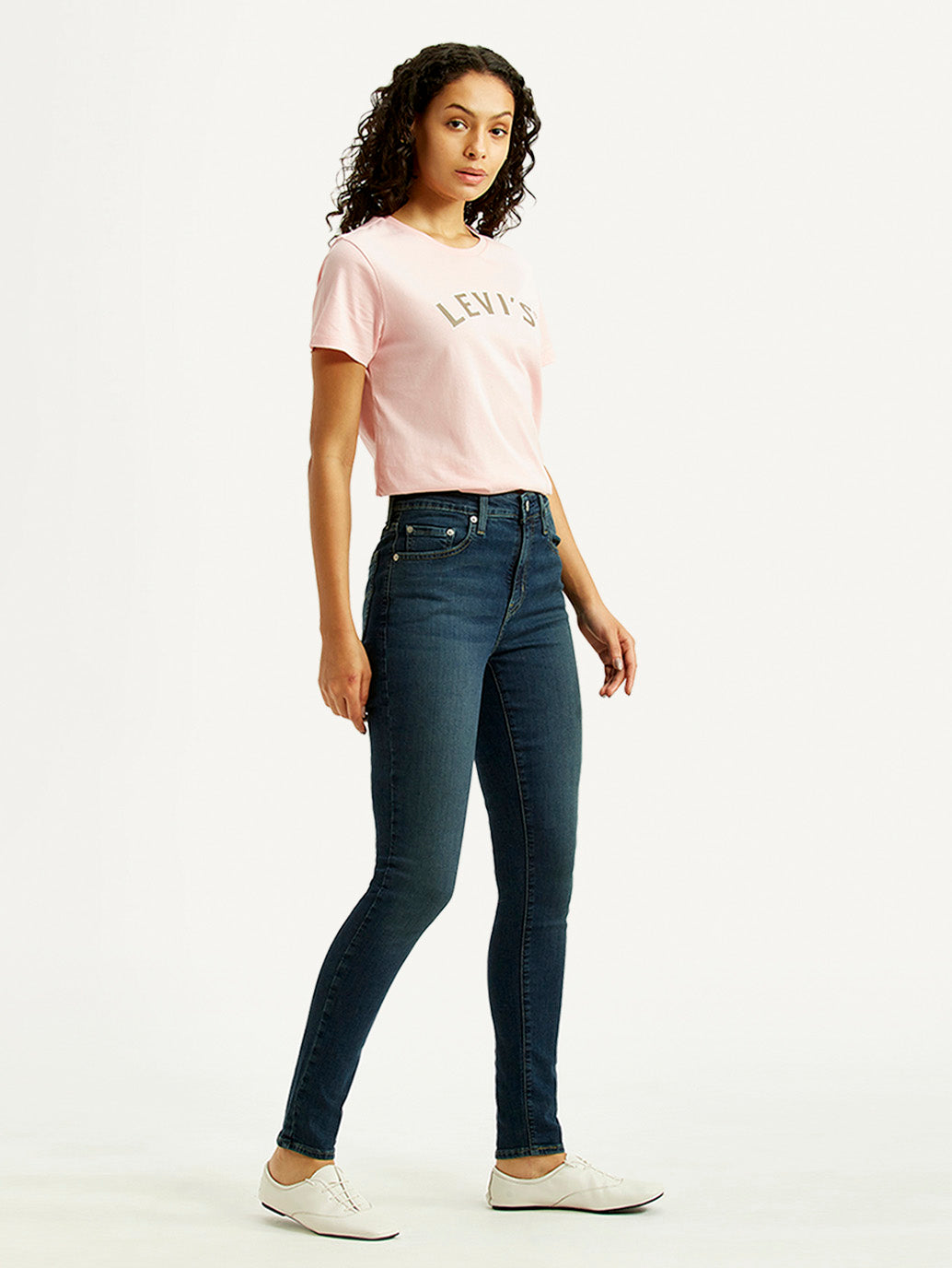 Women's 721 Dark Indigo Skinny Fit High Rise Jeans - Side View