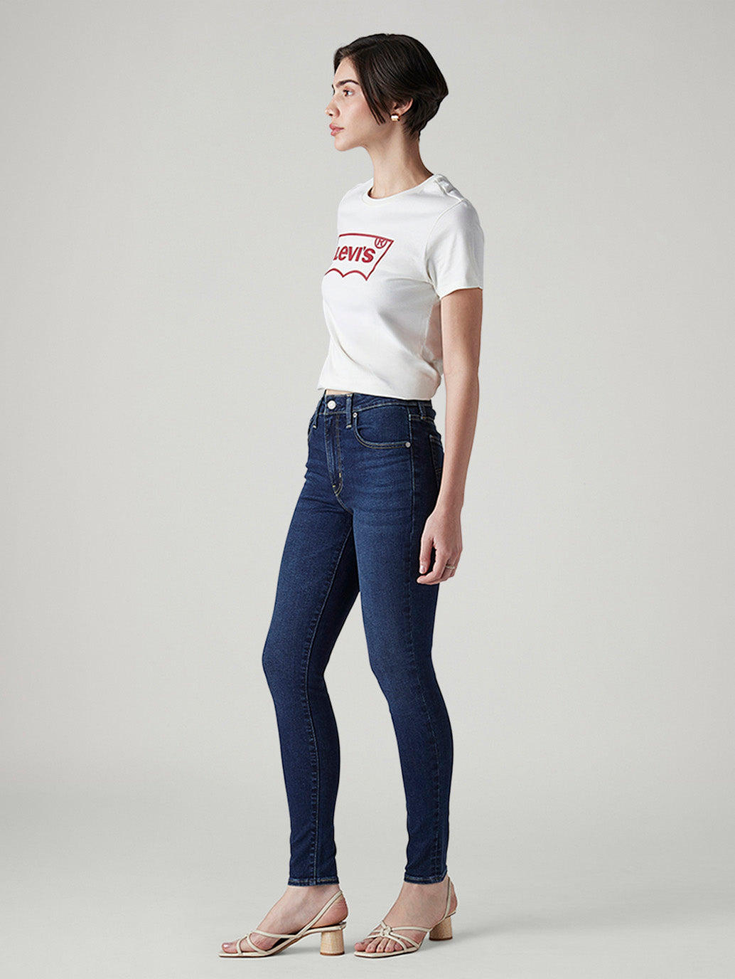 Women's 721 Dark Indigo Skinny Fit High Rise Jeans - Side View
