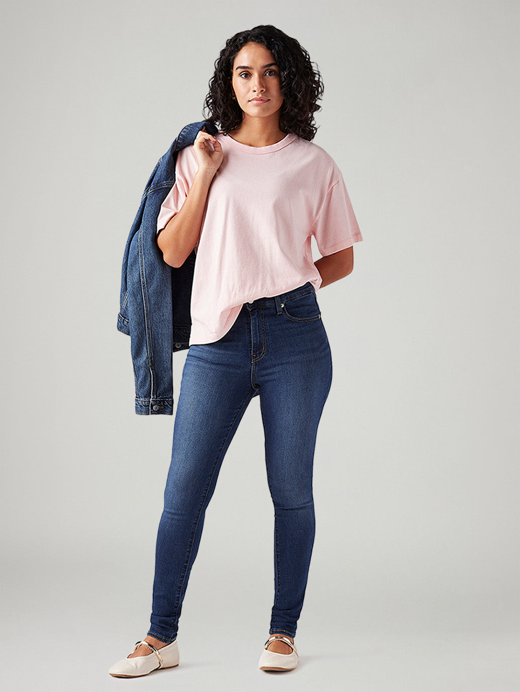 Women's 721 Dark Blue Skinny Fit High Rise Jeans - Styleshot View