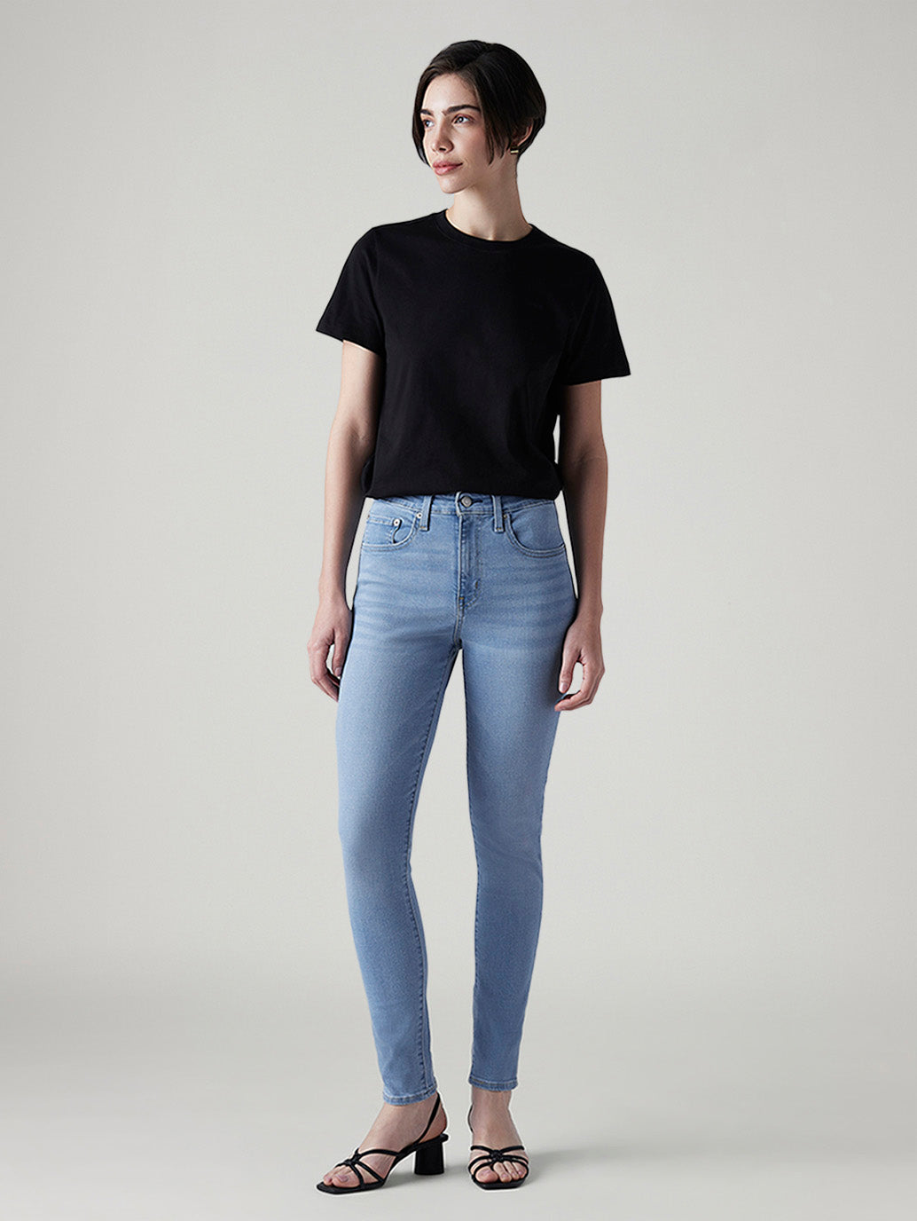 Women's 721 Light Blue Skinny Fit High Rise Jeans - Front View