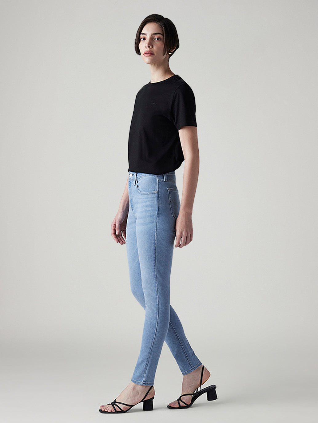 Women's 721 Light Blue Skinny Fit High Rise Jeans - Side View