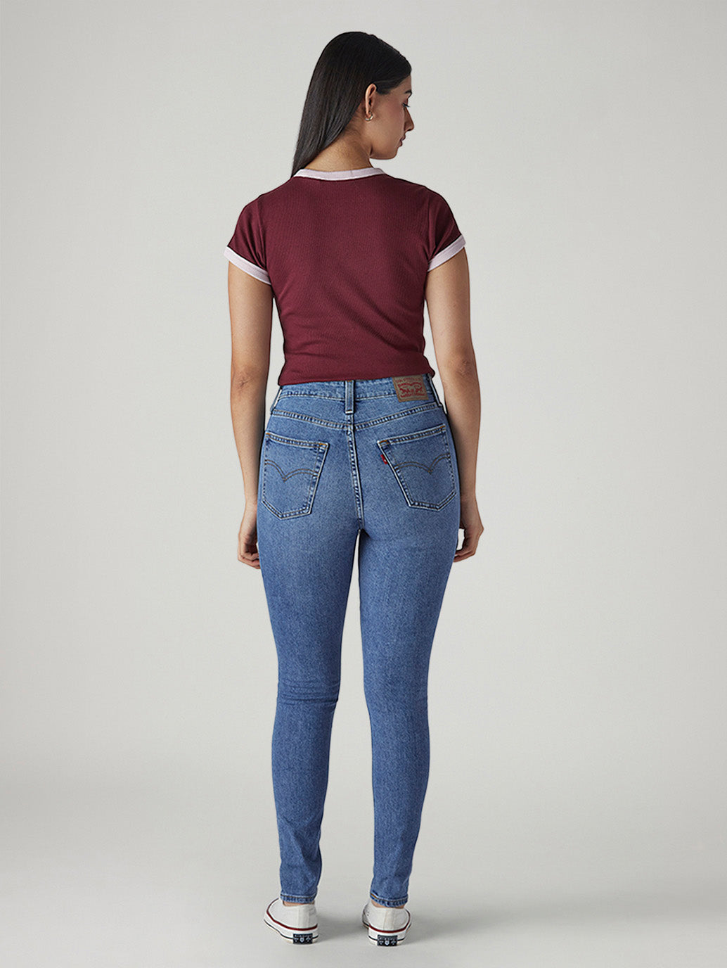 Women's 721 Light Blue Skinny Fit High Rise Jeans - Back View