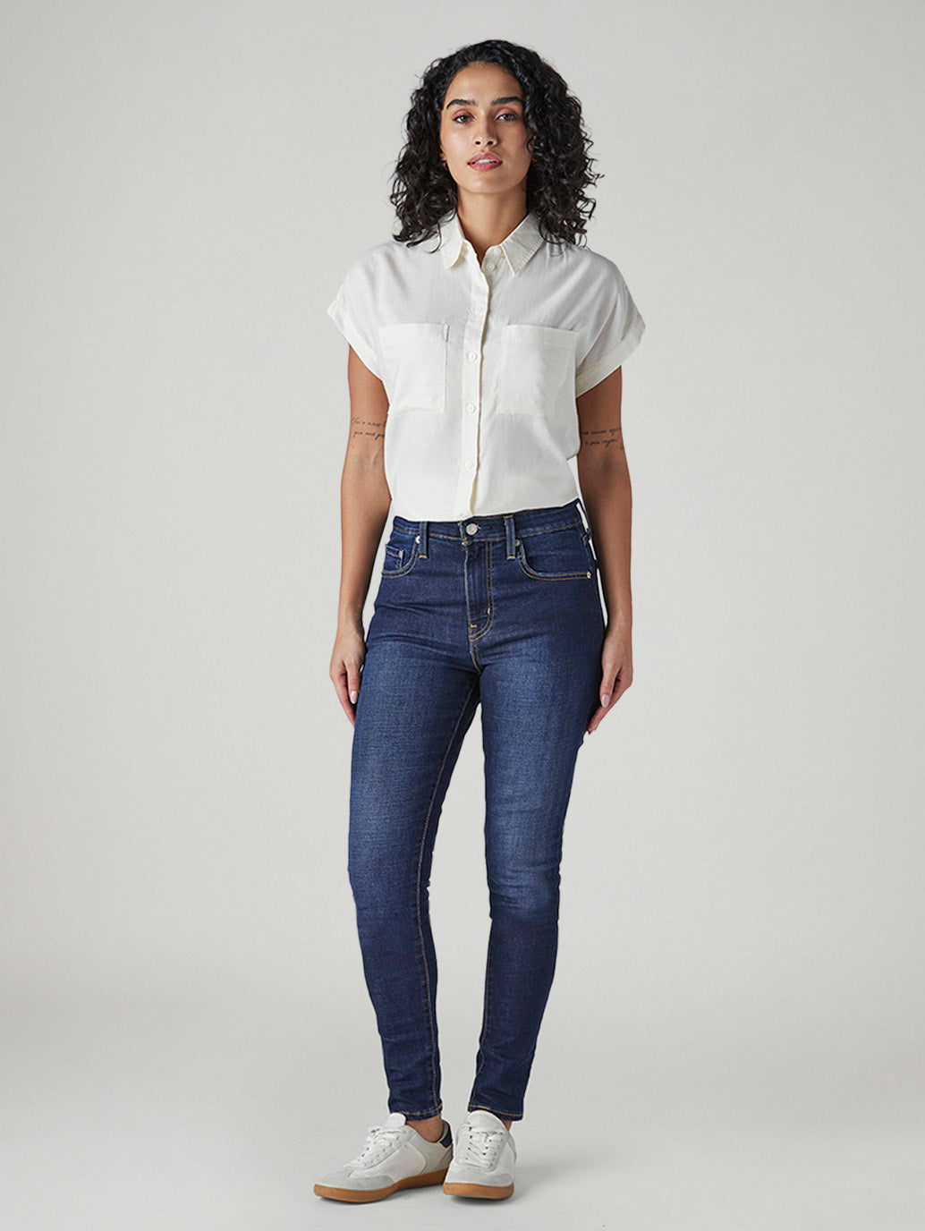 Women's 721 Dark Blue Skinny Fit High Rise Jeans - Front View