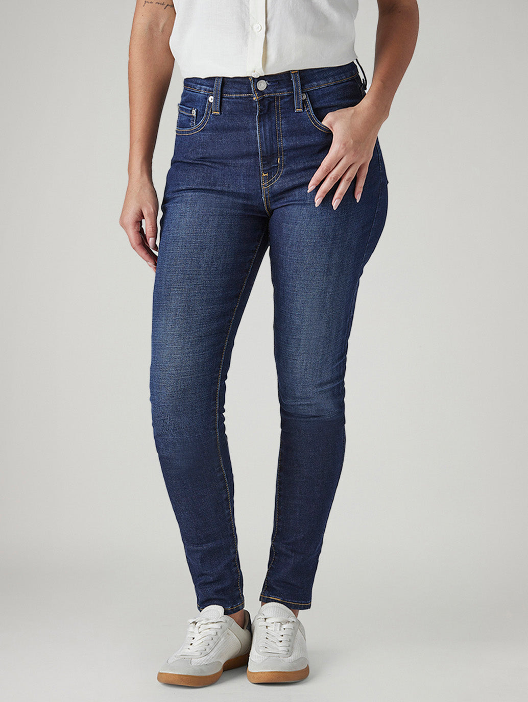 Women's 721 Dark Blue Skinny Fit High Rise Jeans - Front View