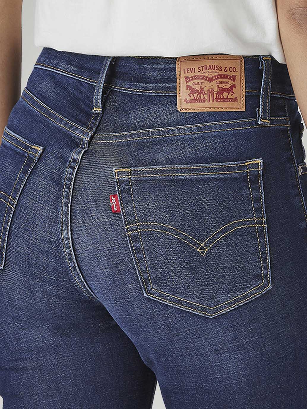 Women's 721 Dark Blue Skinny Fit High Rise Jeans - Detail View