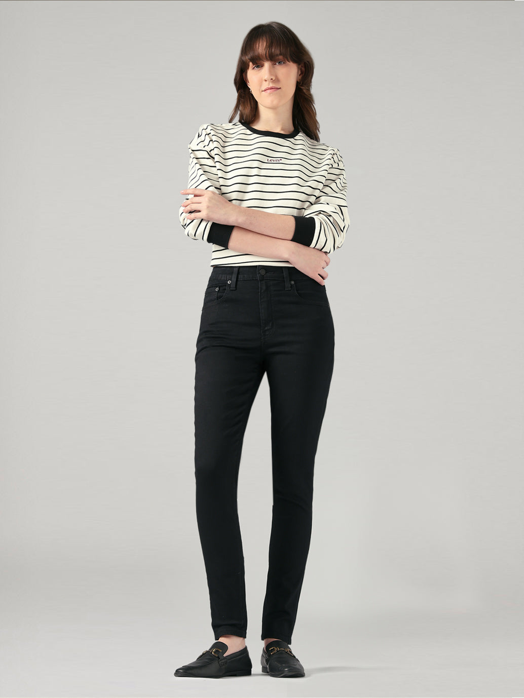 Women's 721 Black Skinny Fit High Rise Jeans - Styleshot View