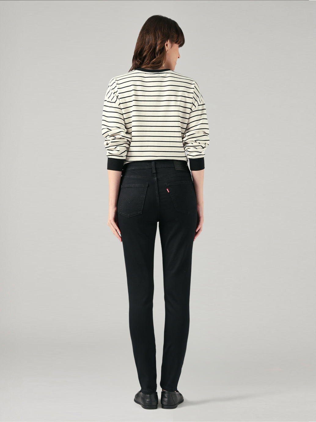 Women's 721 Black Skinny Fit High Rise Jeans - Back View