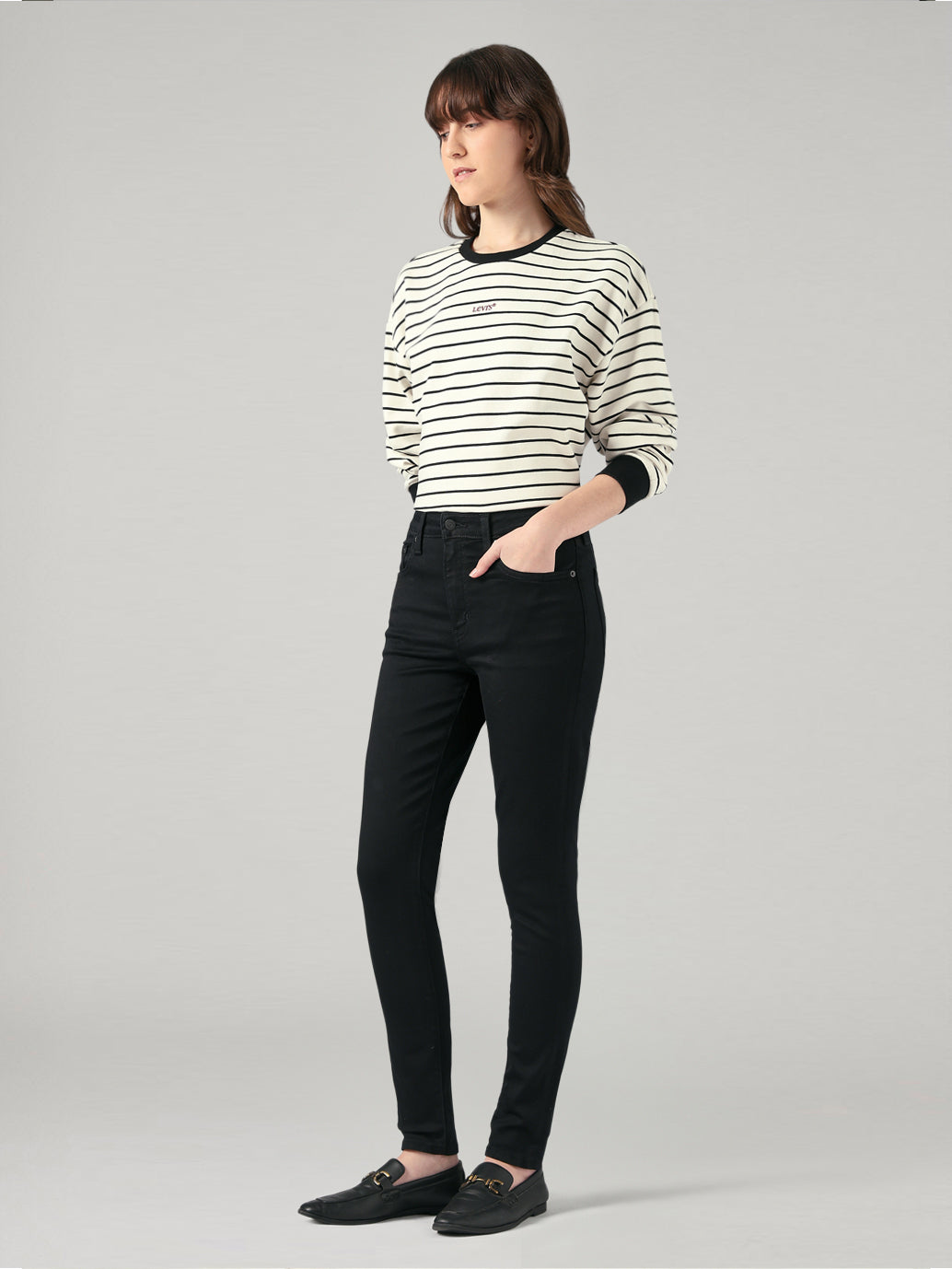 Women's 721 Black Skinny Fit High Rise Jeans - Side View