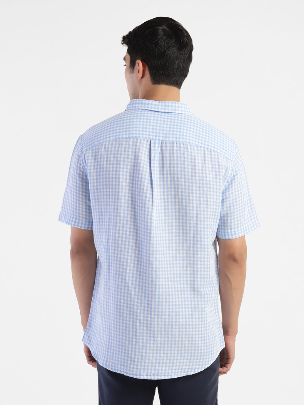 Men's Checkered Spread Collar Linen Shirt - fef81b68-2971-4037-be3c-99f97cae926b View