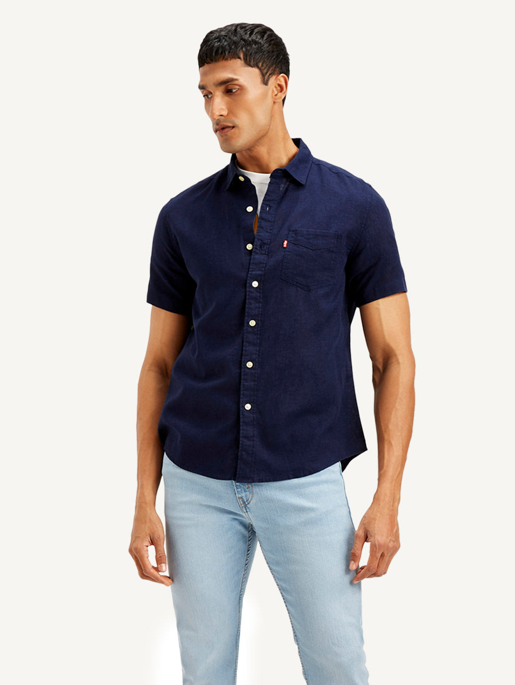Men's Solid Slim Fit Linen Shirt - 46b25932-5769-4e39-b765-67a37f9eca63 View