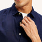Men's Solid Slim Fit Linen Shirt - Detail View