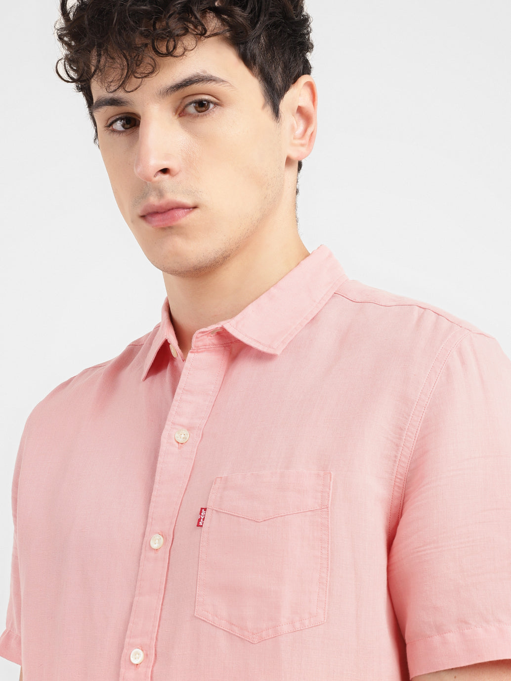 Men's Pink Solid Slim Fit Shirt - 94d7b228-5317-4b89-bcde-00670344e6fc View