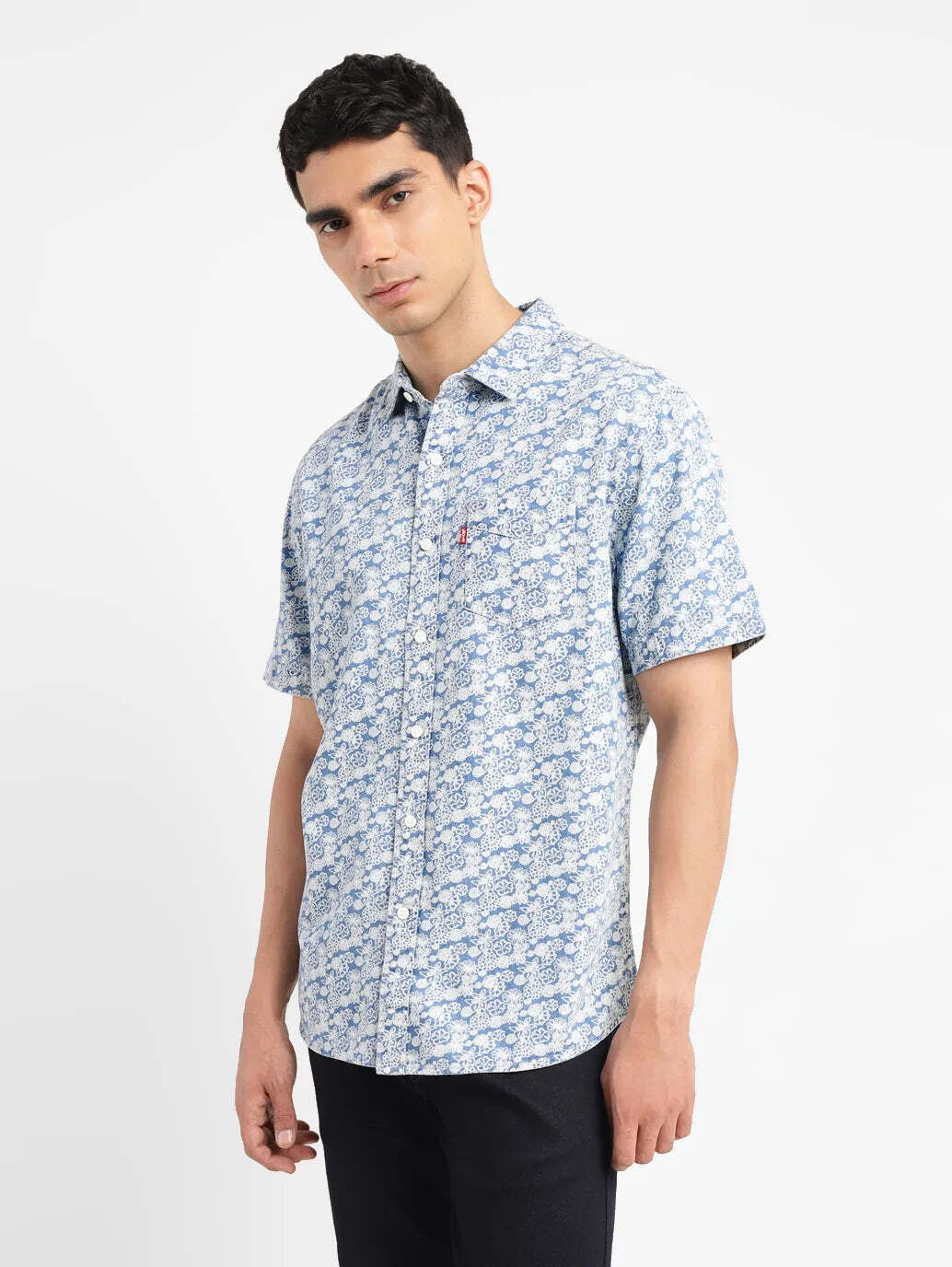 Men's Floral Print Slim Fit Shirt - 5ab1370c-5e63-4380-ba60-0fd394050fc3 View