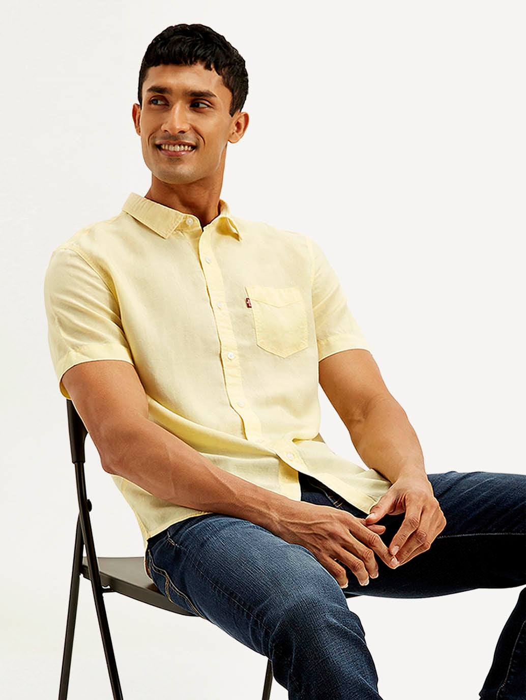 Men's Solid Slim Fit Linen Shirt - Styleshot View