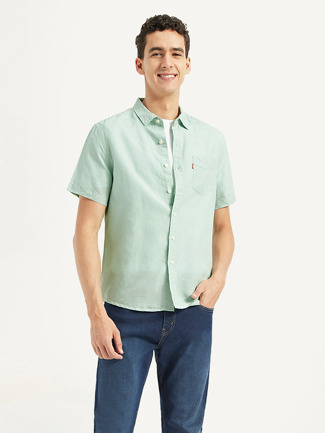 Men's Solid Slim Fit Linen Shirt - d4f6b6c1-a5f5-47ae-bb38-eca2f6bf5165 View