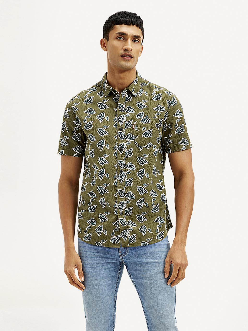 Men's Floral Slim Fit Shirt - Front View