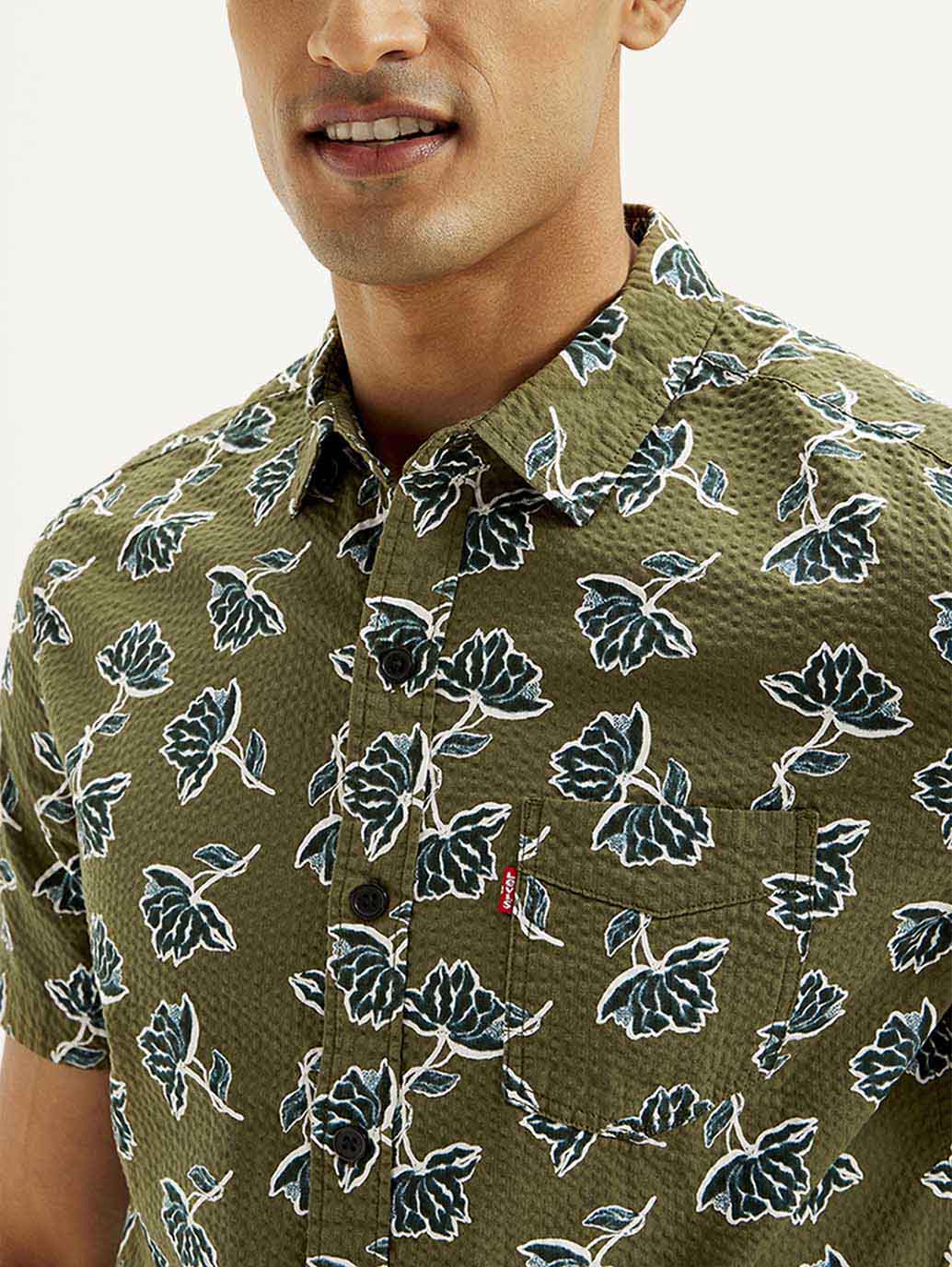 Men's Floral Slim Fit Shirt - Detail View