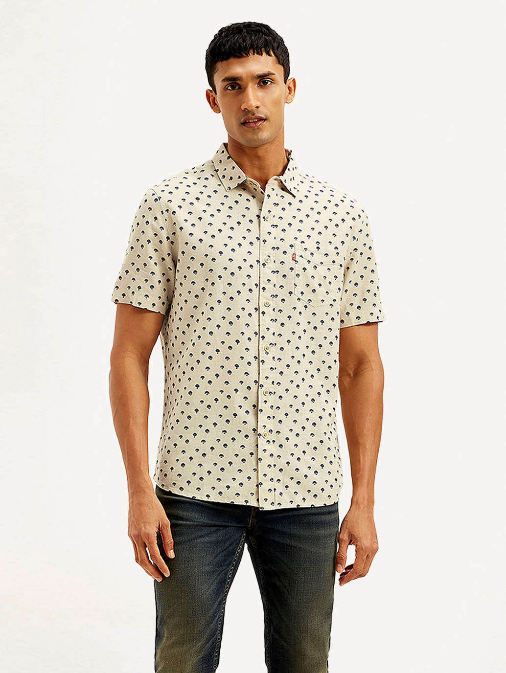 Men's Floral Slim Fit Shirt - Front View