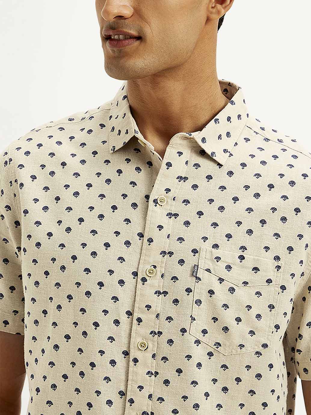 Men's Floral Slim Fit Shirt - Detail View