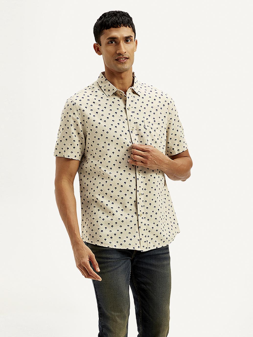 Men's Floral Slim Fit Shirt - Side View