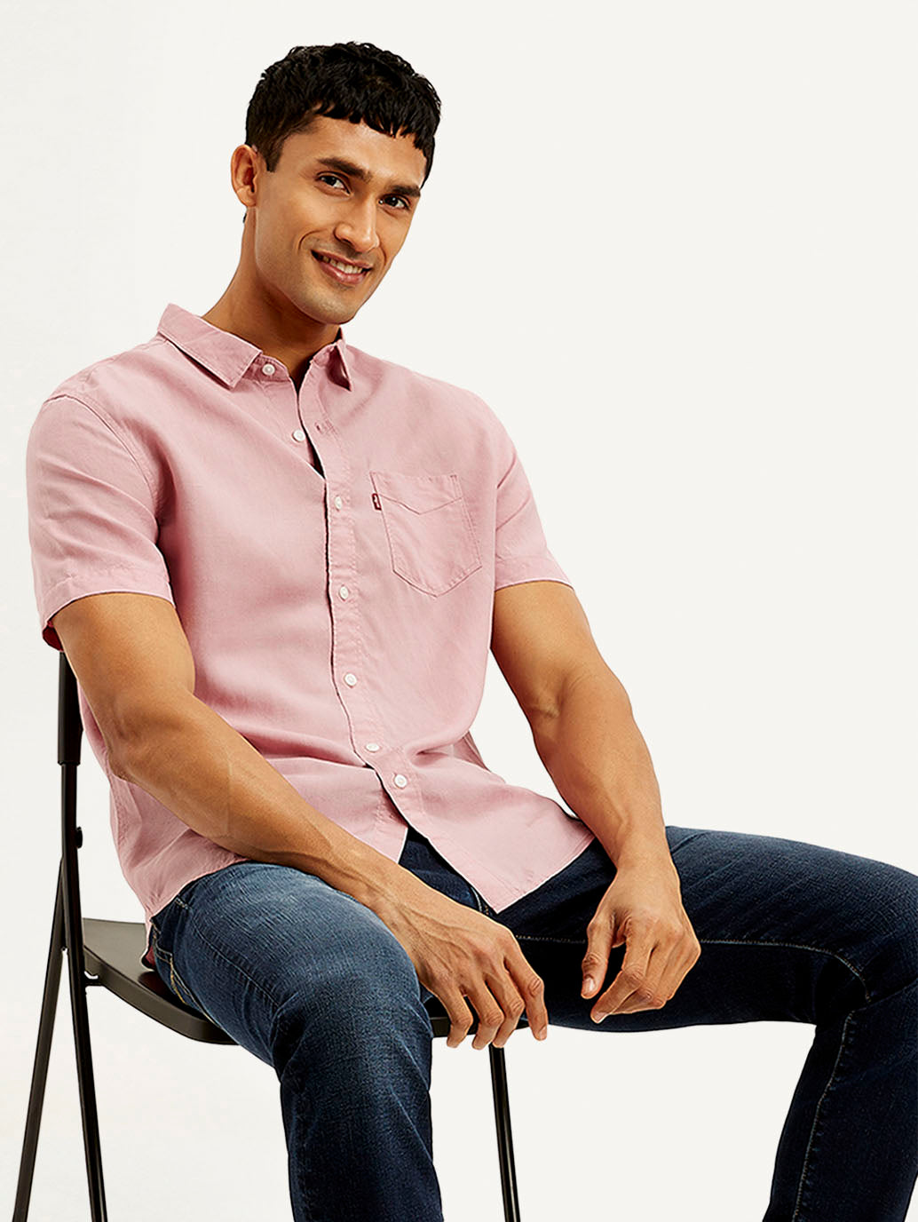 Men's Solid Slim Fit Linen Shirt - Styleshot View