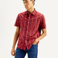 Men's Checkered Spread Collar Shirt - Front View