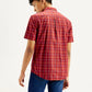 Men's Checkered Spread Collar Shirt - Back View
