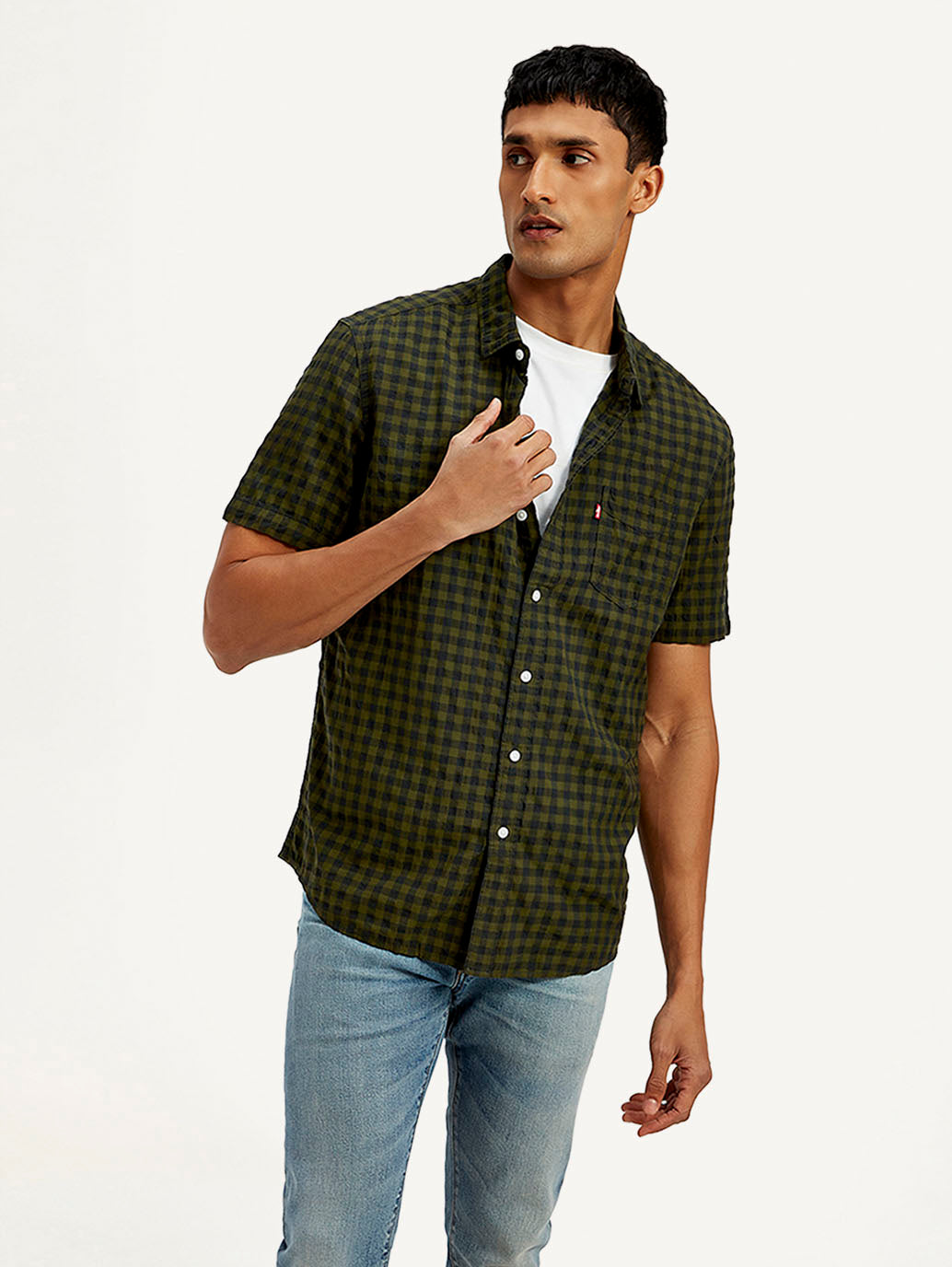 Men's Checkered Slim Fit Shirt - Styleshot View
