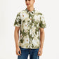 Men's Floral Slim Fit Linen Shirt - Front View