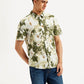 Men's Floral Slim Fit Linen Shirt - Side View