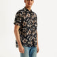 Men's Floral Slim Fit Linen Shirt - Side View