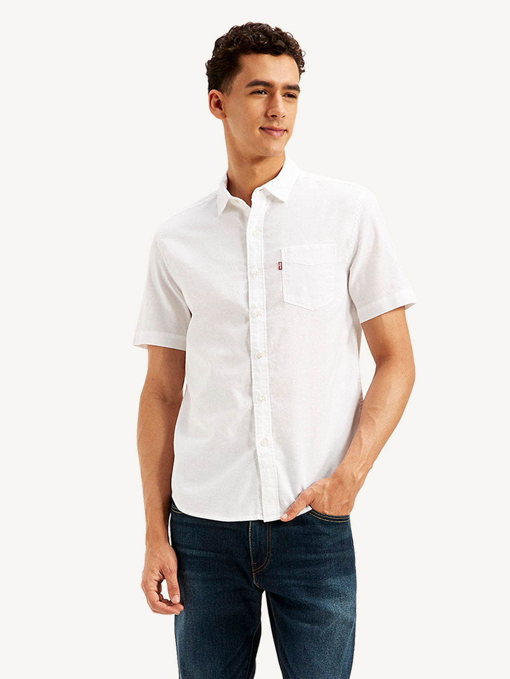 Men's Solid Slim Fit Oxford Shirt - Front View