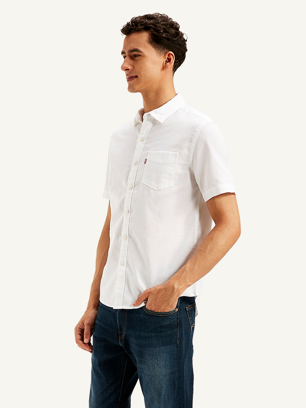 Men's Solid Slim Fit Oxford Shirt - Side View