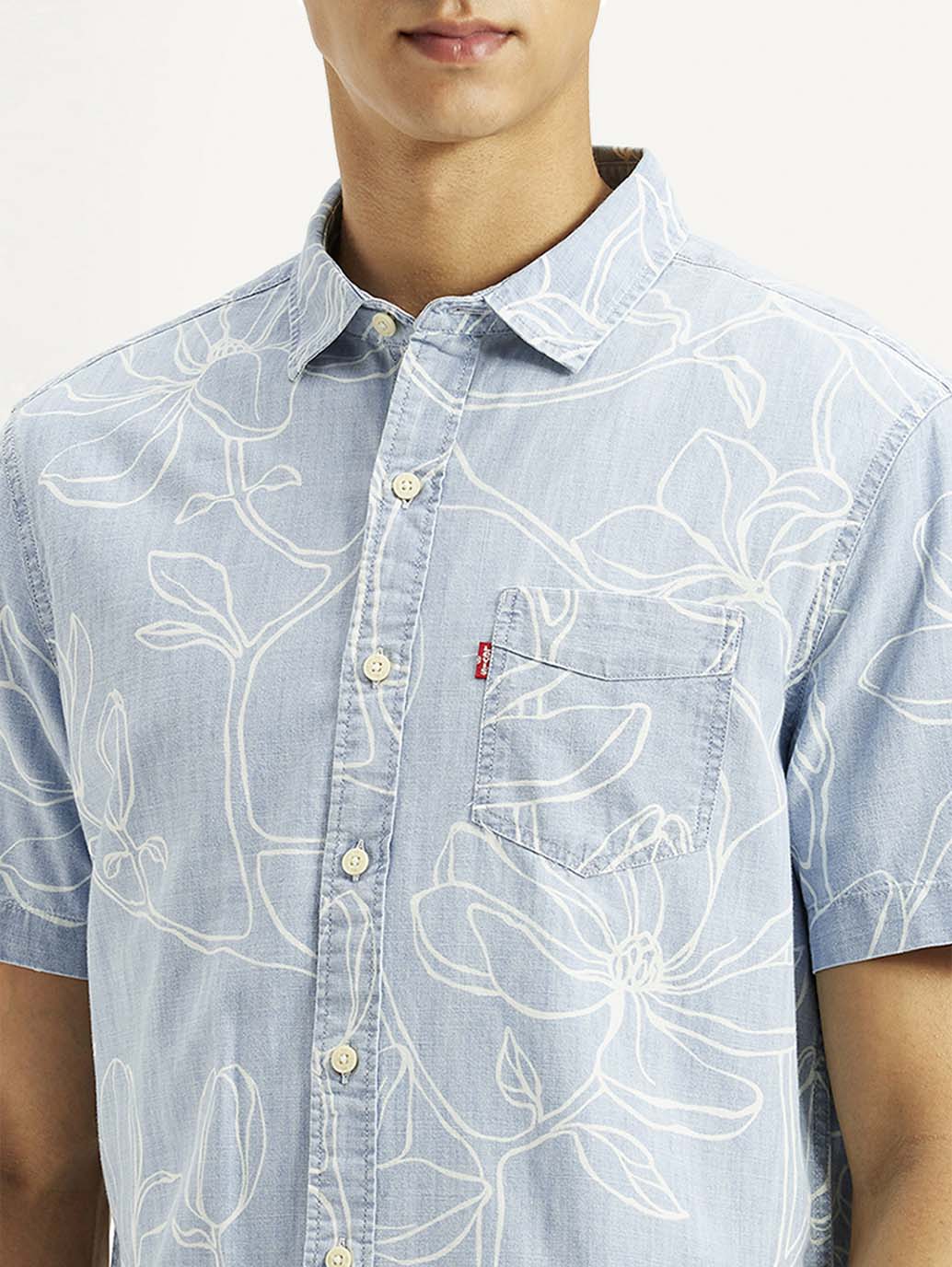 Men's Printed Slim Fit Shirt - Detail View