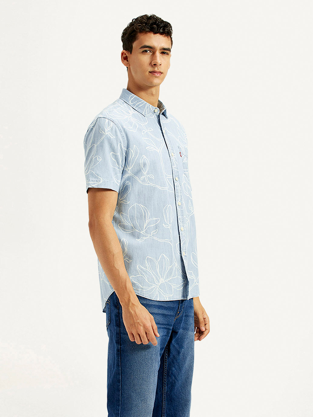 Men's Printed Slim Fit Shirt - Side View