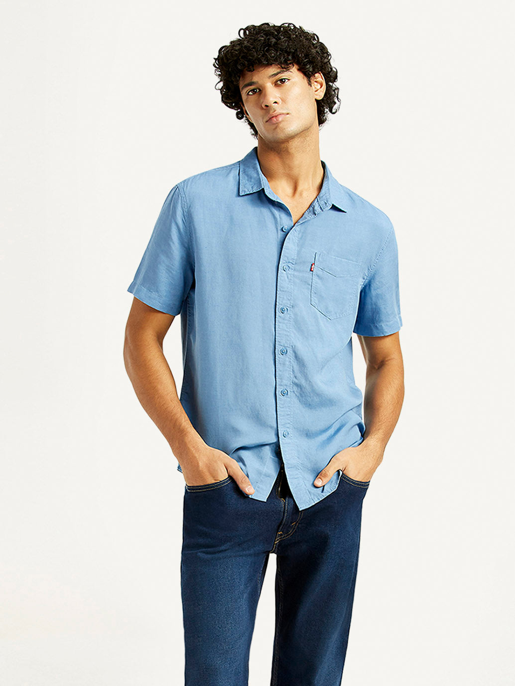 Men's Solid Slim Fit Linen Shirt - Styleshot View
