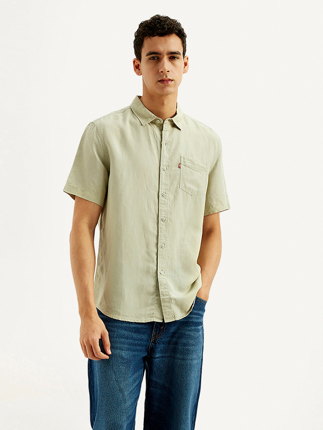 Men's Solid Slim Fit Linen Shirt - Styleshot View