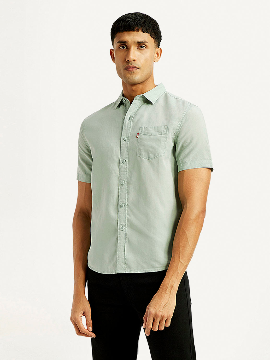 Men's Solid Slim Fit Linen Shirt - Styleshot View