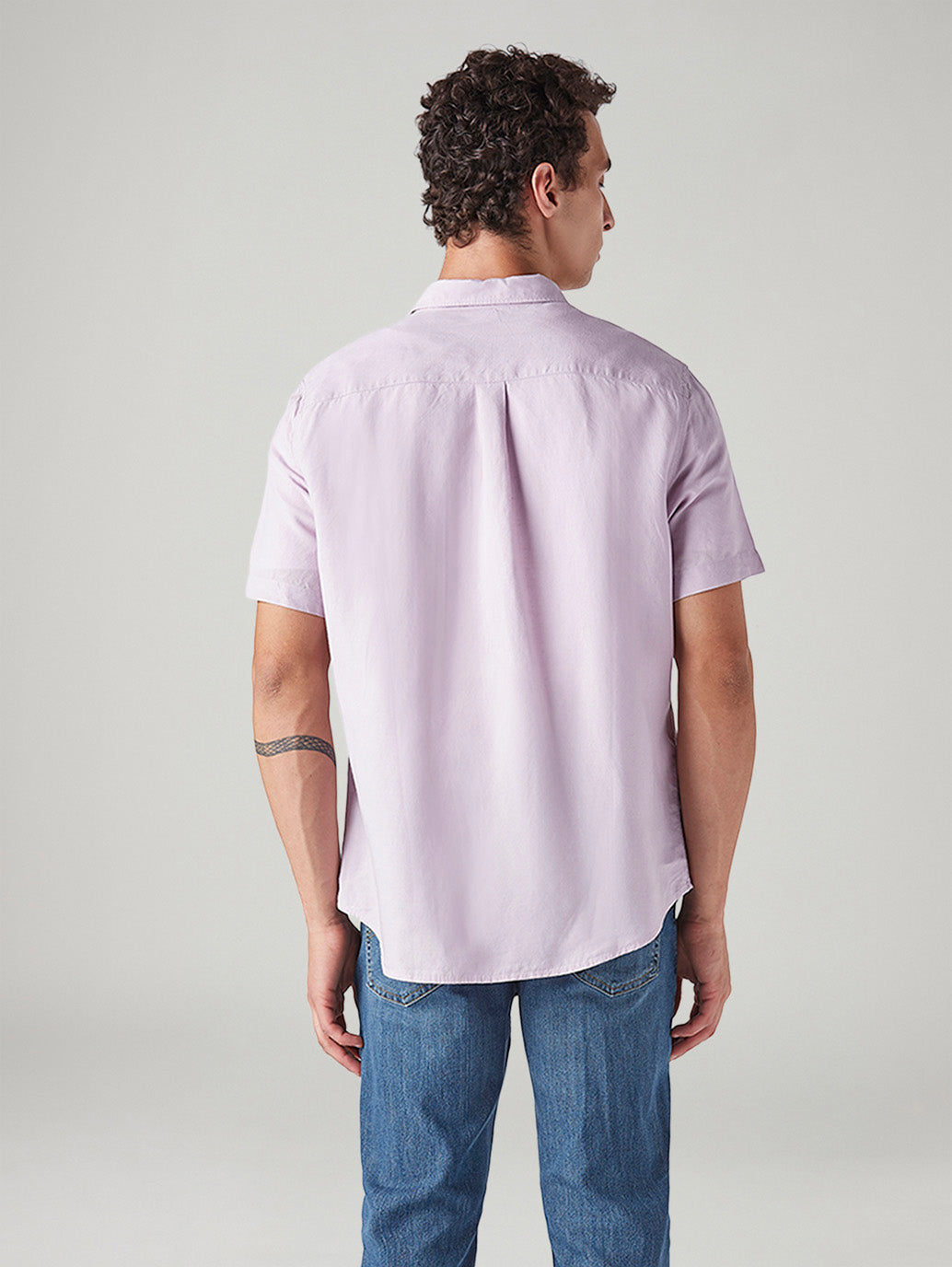 Men's Solid Slim Fit Linen Shirt - Back View
