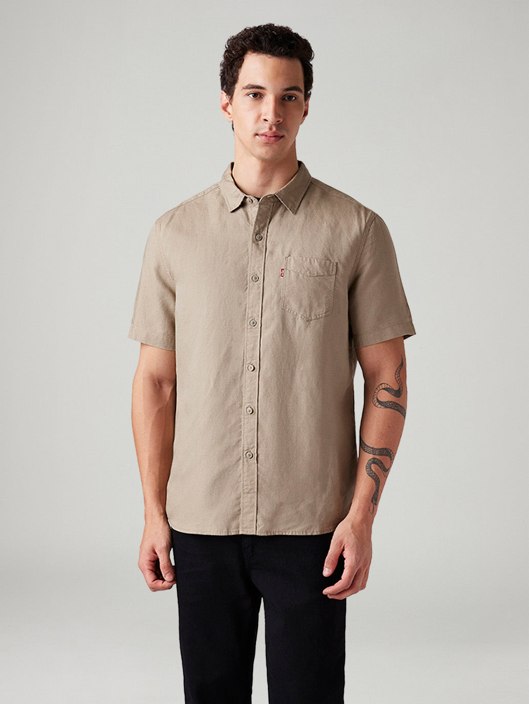 Men's Solid Slim Fit Shirt - Front View