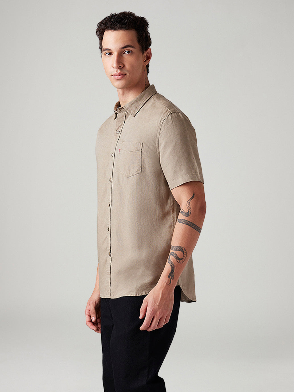 Men's Solid Slim Fit Shirt - Side View
